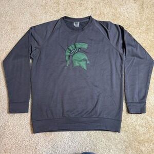 Y2K Michigan State Spartans Sweatshirt Mens XXL 2XL Gray Embroidered Helmet Logo